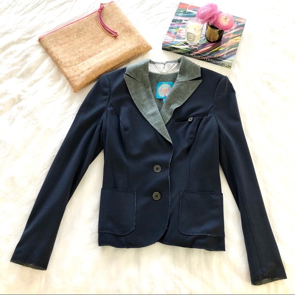 Tracy Reese Navy Grey Blazer Coatigan (S) - Picture 6 of 15